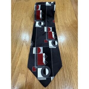 DON LOPER BEVERLY‎ HILLS Men's Italian Silk 59.5x3.8 Necktie Abstract Black Red